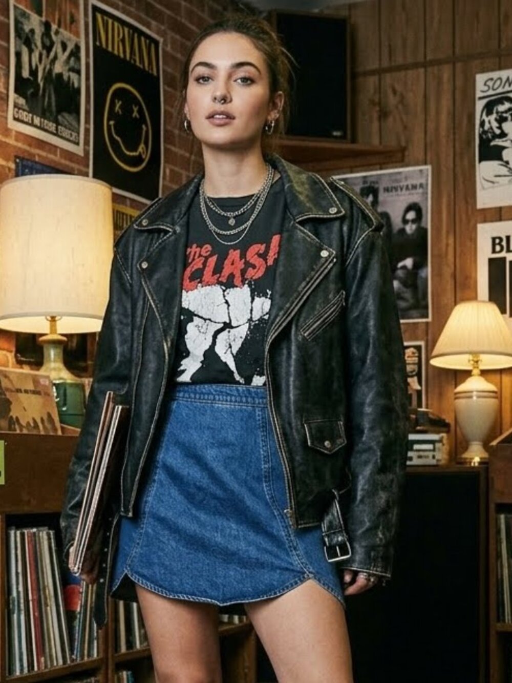 PacSun Tulip Hem Denim Mini Skirt Trendy Casual Y2K 90s Retro Style 4652